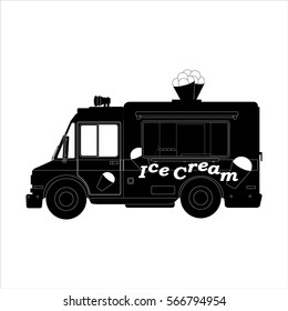 Vector illustration icon Truck ice cream on white background.