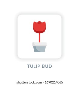 Icono de ilustración del vector, tulipán aislado en fondo blanco con estilo de diseño de icono plano
