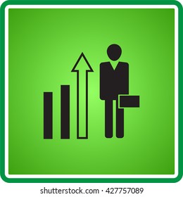 vector illustration icon of two businessman with a chart