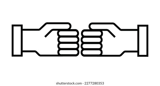 icono de ilustración vectorial dos manos se encuentran. Estilo de dibujo de línea. color negro y blanco.