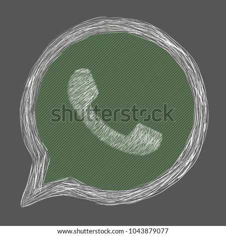 Vector illustration with icon whatsapp. Hand painted icon whatsapp on a gray background.