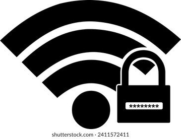 icono de ilustración vector contraseña wifi y código de seguridad objeto de candado desbloqueado, concepto de acceso a internet