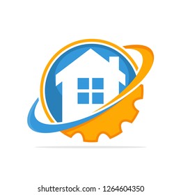 Vector illustration icon with the work management system concept that manages residential property