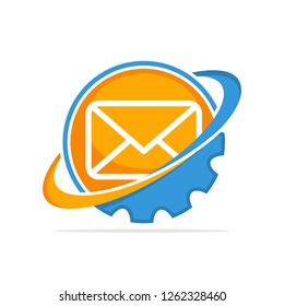 Vector illustration icon with a working system concept that manages messaging information services