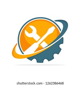 Vector illustration icon with the working system concept that manages the repair business