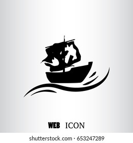 vector illustration of the icon with wrecked but unsinkable ship