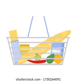 Vector illustration. Icon-grocery basket in the store.