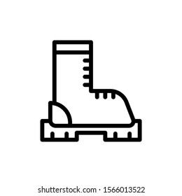 Vector illustration of iconic adventure and camping symbol. illustration of hiking shoe on a white background. color can be changed. outline style
