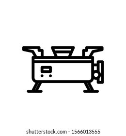 Vector illustration of iconic adventure and camping symbol. illustration of a mini stove on a white background. color can be changed. outline style