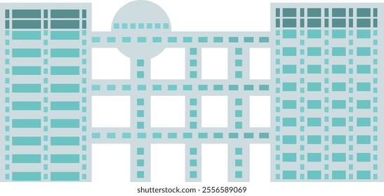 A vector illustration of the iconic television station building, a landmark in Odaiba