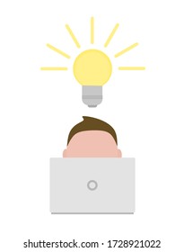 Vector illustration. Icon-idea. A man with a laptop.
