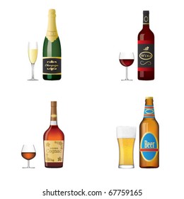 Ilustración vectorial de los iconos del alcohol