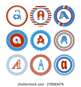 Vector illustration of icons based on the letter A