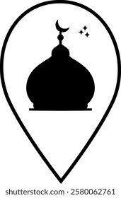 Vector illustration icons of a black mosque and a solid black out lane 