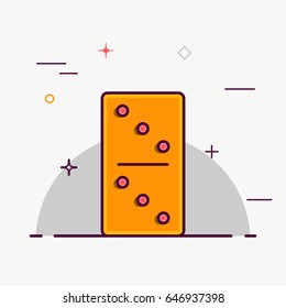 Vector illustration of icons Board game dominoes in flat style