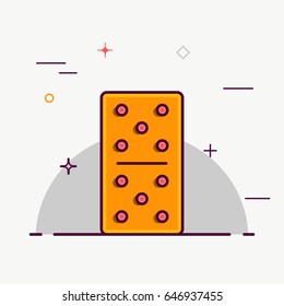 Vector illustration of icons Board game dominoes in flat style
