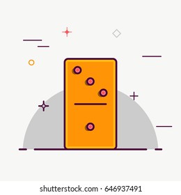 Vector illustration of icons Board game dominoes in flat style