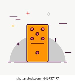 Vector illustration of icons Board game dominoes in flat style