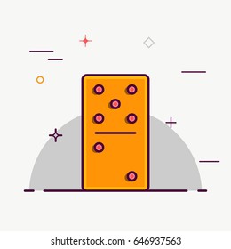 Vector illustration of icons Board game dominoes in flat style