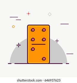 Vector illustration of icons Board game dominoes in flat style