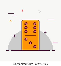 Vector illustration of icons Board game dominoes in flat style