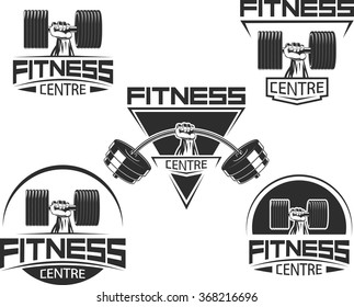 Vector illustration, Icons for bodybuilding and fitness