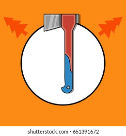 Vector illustration of icons compact axe in the style of line art. Required attribute travel kit