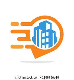 Vector illustration icons with the concept of informative & responsive service for accessing geographical information on the location of urban areas