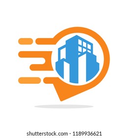 Vector illustration icons with the concept of informative & responsive service for accessing geographical information on the location of urban areas