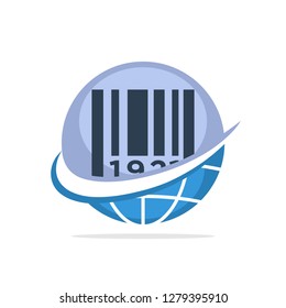 Vector illustration icons with the concept of managing a global bar-code generator service system