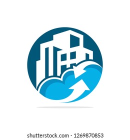 Vector illustration icons with the concept of smart city management based on cloud computing technology