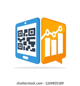 Vector illustration icons with the concept of using a QR code to improve business marketing