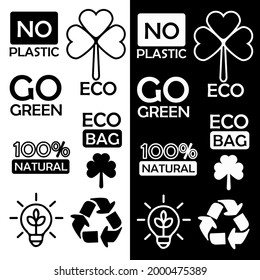 Vector illustration of icons with environmental themes. Isolated image of environmental symbols.