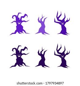 Vector illustration of icons for halloween. Isolated modern flat vector illustration of old tree. Concept for autumn.