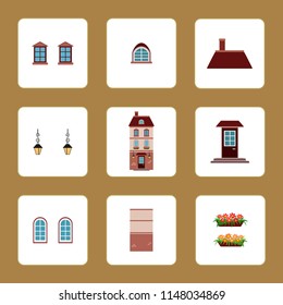 Vector illustration of icons of House with Lanterns with separate elements