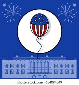 Vector illustration of the icons to the independence day of USA in style line art