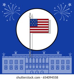 Vector illustration of the icons to the independence day of USA in style line art