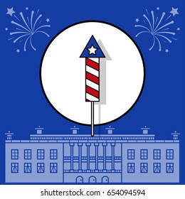 Vector illustration of the icons to the independence day of USA in style line art
