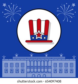 Vector illustration of the icons to the independence day of USA in style line art