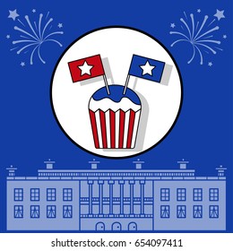 Vector illustration of the icons to the independence day of USA in style line art