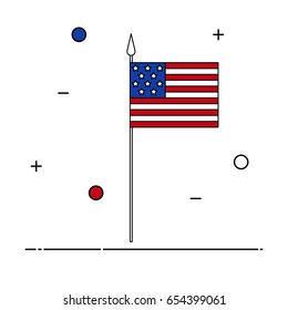 Vector illustration of the icons to the independence day of USA in style line art