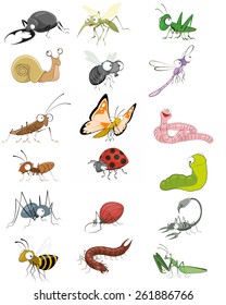 Vector illustration of an icons insects set 