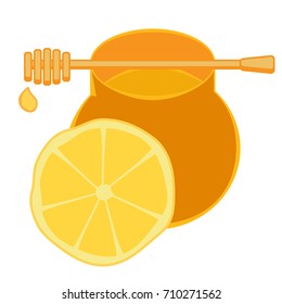 Vector illustration. Icons. Lemon and honey.