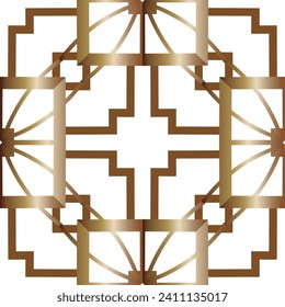Vektorgrafik von Symbolen und Logos auf weißem Hintergrund. Mustergeometrie-Grafik für die Stoffumhüllung mit Bodenbelag, strukturierter Hintergrund