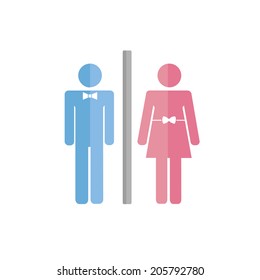 vector illustration icons male and female toilets with bow
