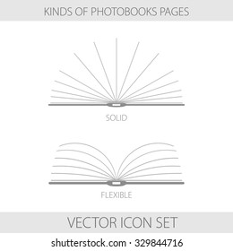  Ilustración vectorial. Iconos. Página Monocromo de dos tipos de fotobooks 