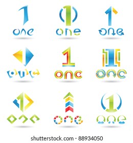 Vector Illustration Of Icons For Number One Isolated On White Background