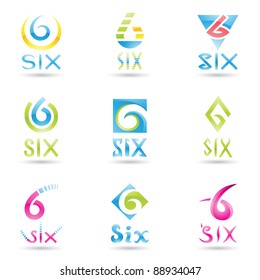 Vector illustration of Icons for number six isolated on white background