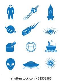 Vector illustration of icons on the cosmos