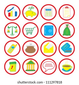 Vector illustration of icons on the economy